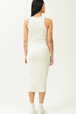 Pimkie Vestido De Tirantes De Punto Acanalado Blanco Clearance