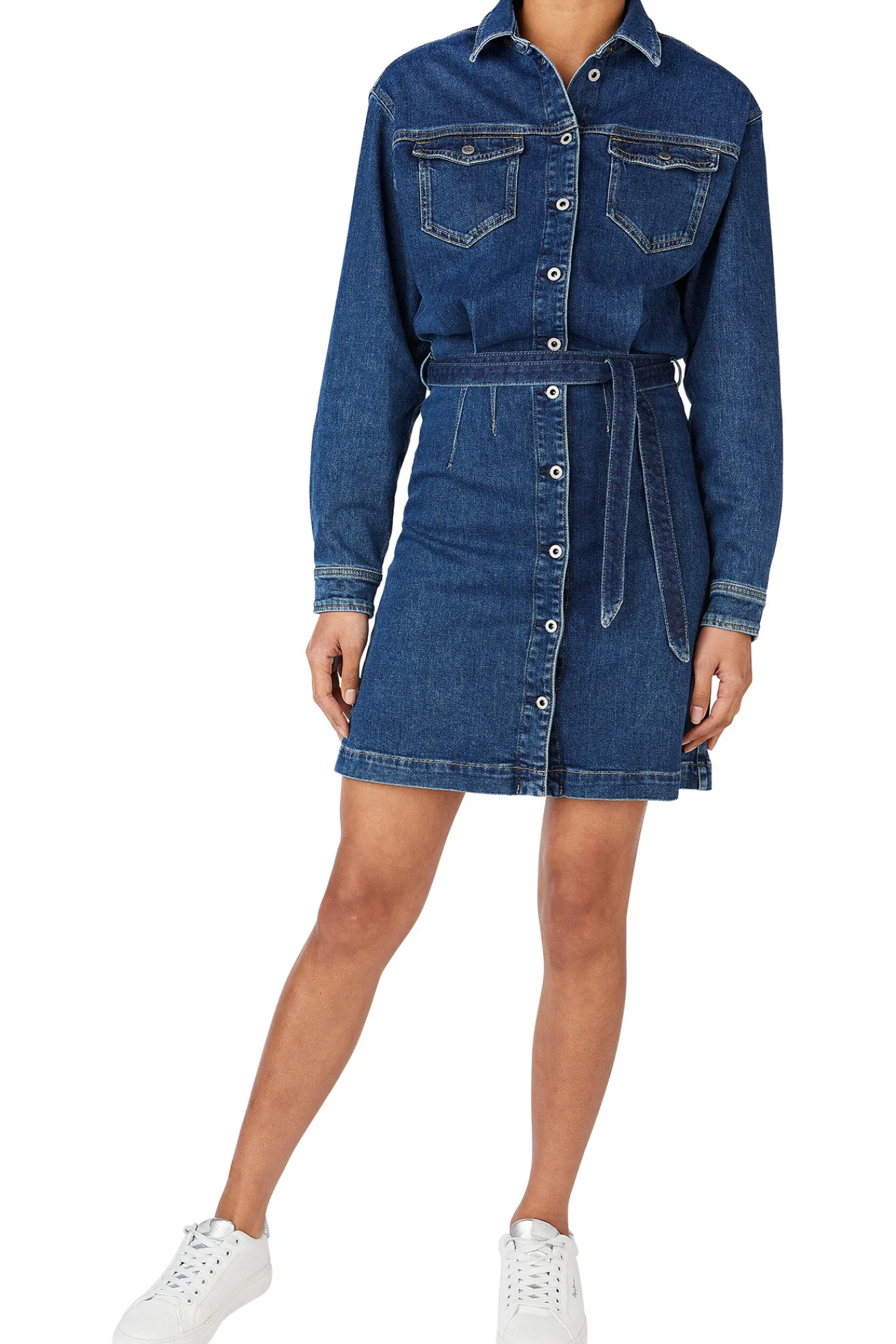 Pepe Jeans Vestido Denim Camisero Lavado Oscuro Azul Oscuro Outlet
