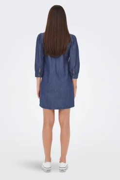 Only Vestido Denim Manga Larga Azul Medio Best