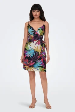 Only Vestido Detalle Lazo Con Lino Rojo Sale