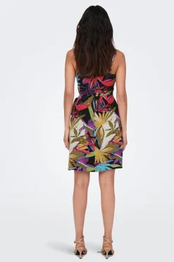 Only Vestido Detalle Lazo Con Lino Rojo Sale
