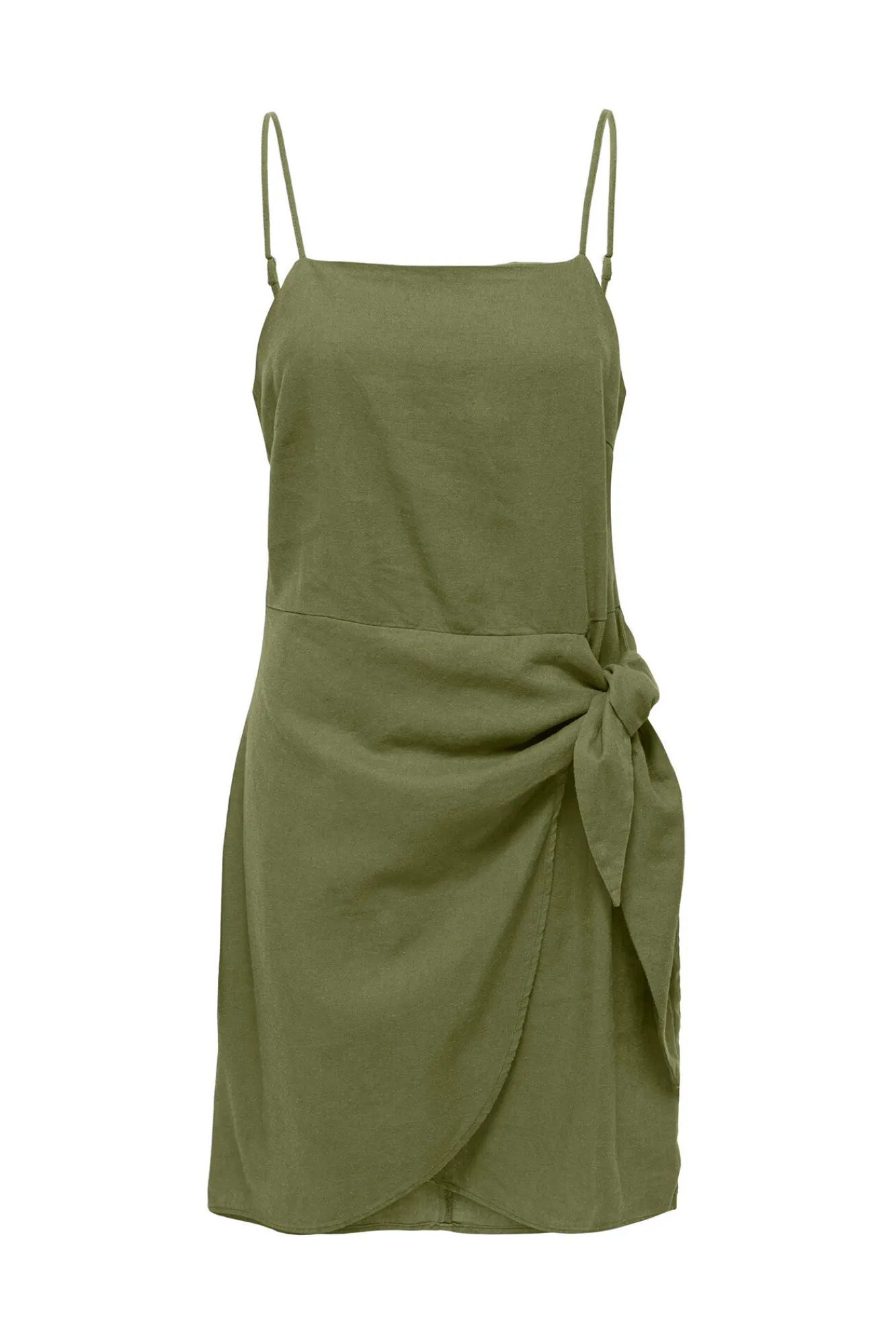 Only Vestido Detalle Lazo Con Lino Verde