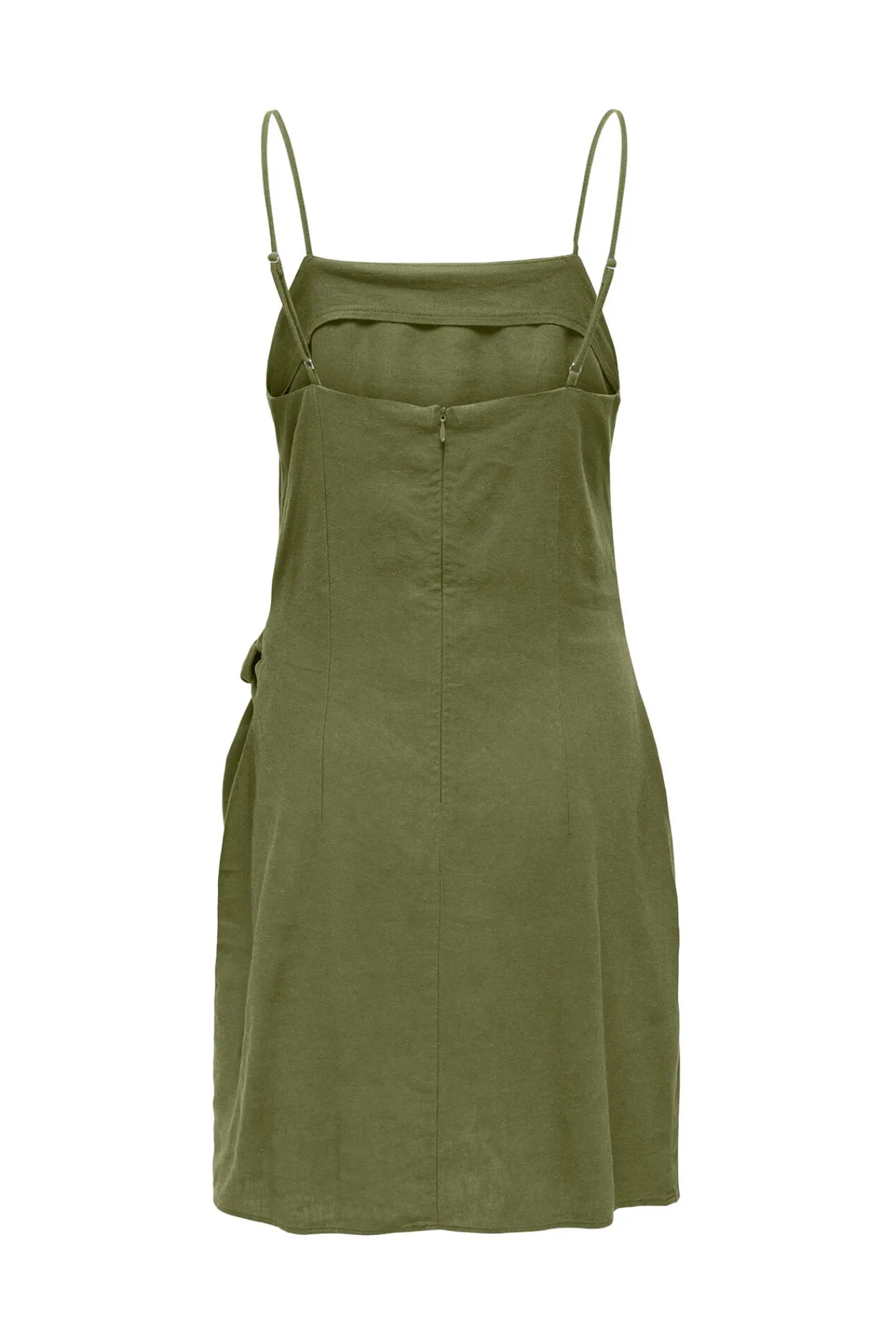 Only Vestido Detalle Lazo Con Lino Verde