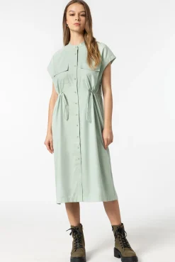 Tiffosi Vestido Efecto Piel De Melocoton Verde