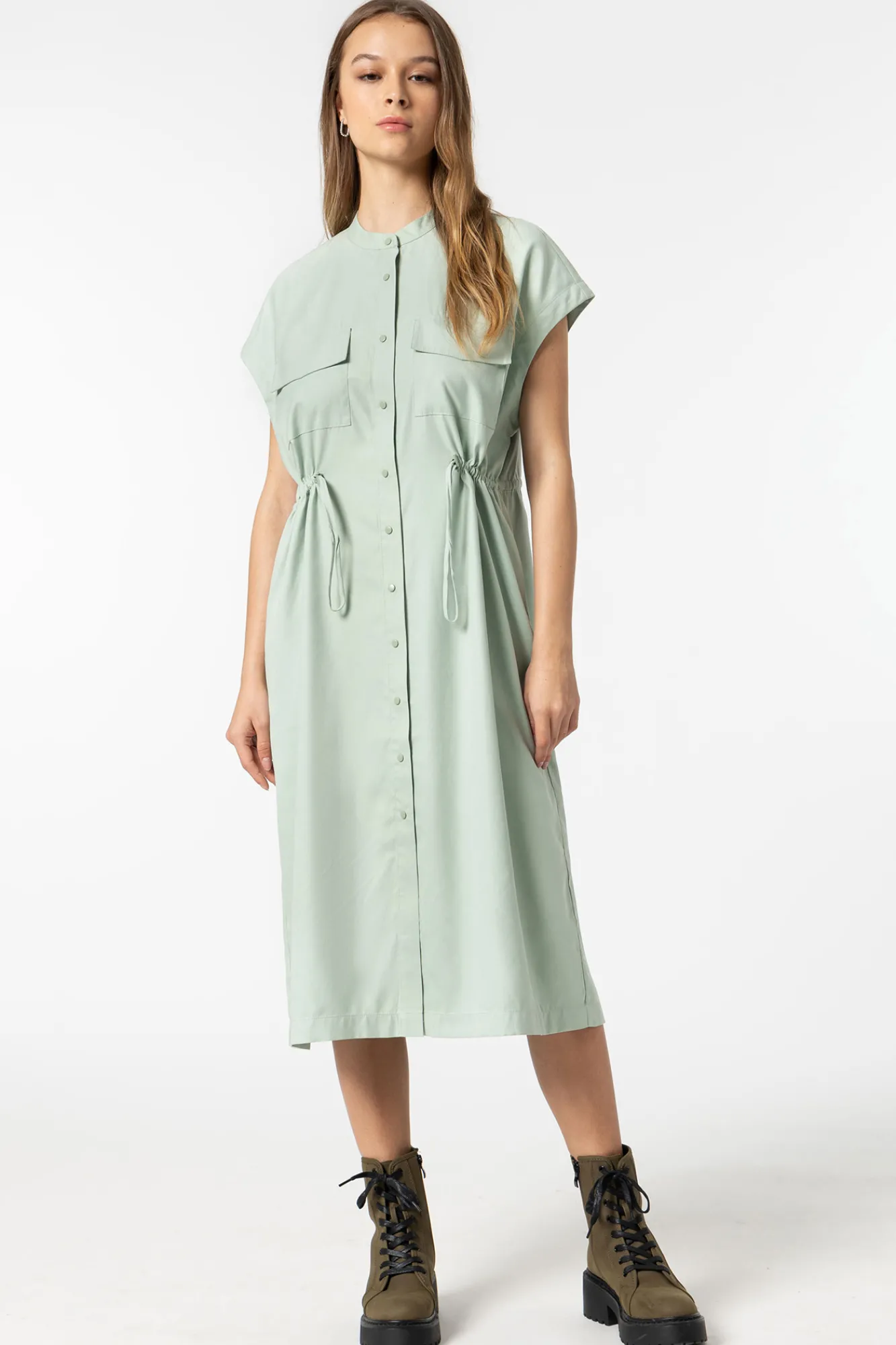 Tiffosi Vestido Efecto Piel De Melocoton Verde