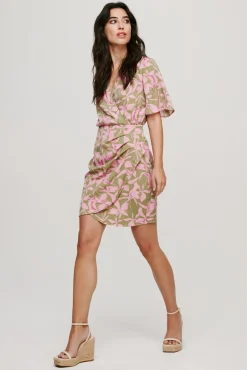 Vila Vestido Envolvente De Manga Corta Verde Hot