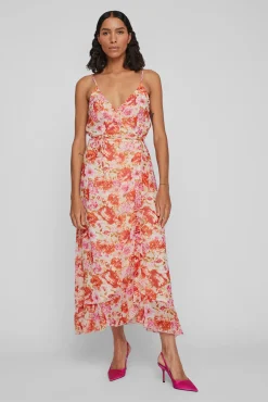 Vila Vestido Envolvente De Tirantes Gris Hot