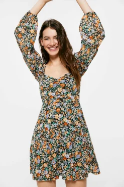 * Vestido Escote Corazon Estampado Negro Best