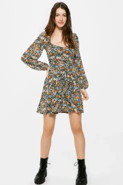 * Vestido Escote Corazon Estampado Negro Best
