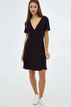 Inside Vestido Escote Cruzado Con Estampado Negro Sale