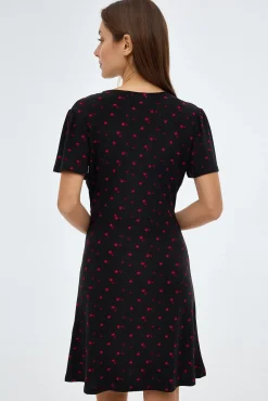 Inside Vestido Escote Cruzado Con Estampado Negro Sale