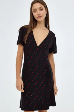 Inside Vestido Escote Cruzado Con Estampado Negro Sale