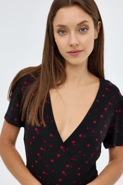 Inside Vestido Escote Cruzado Con Estampado Negro Sale