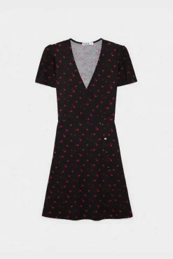Inside Vestido Escote Cruzado Con Estampado Negro Sale
