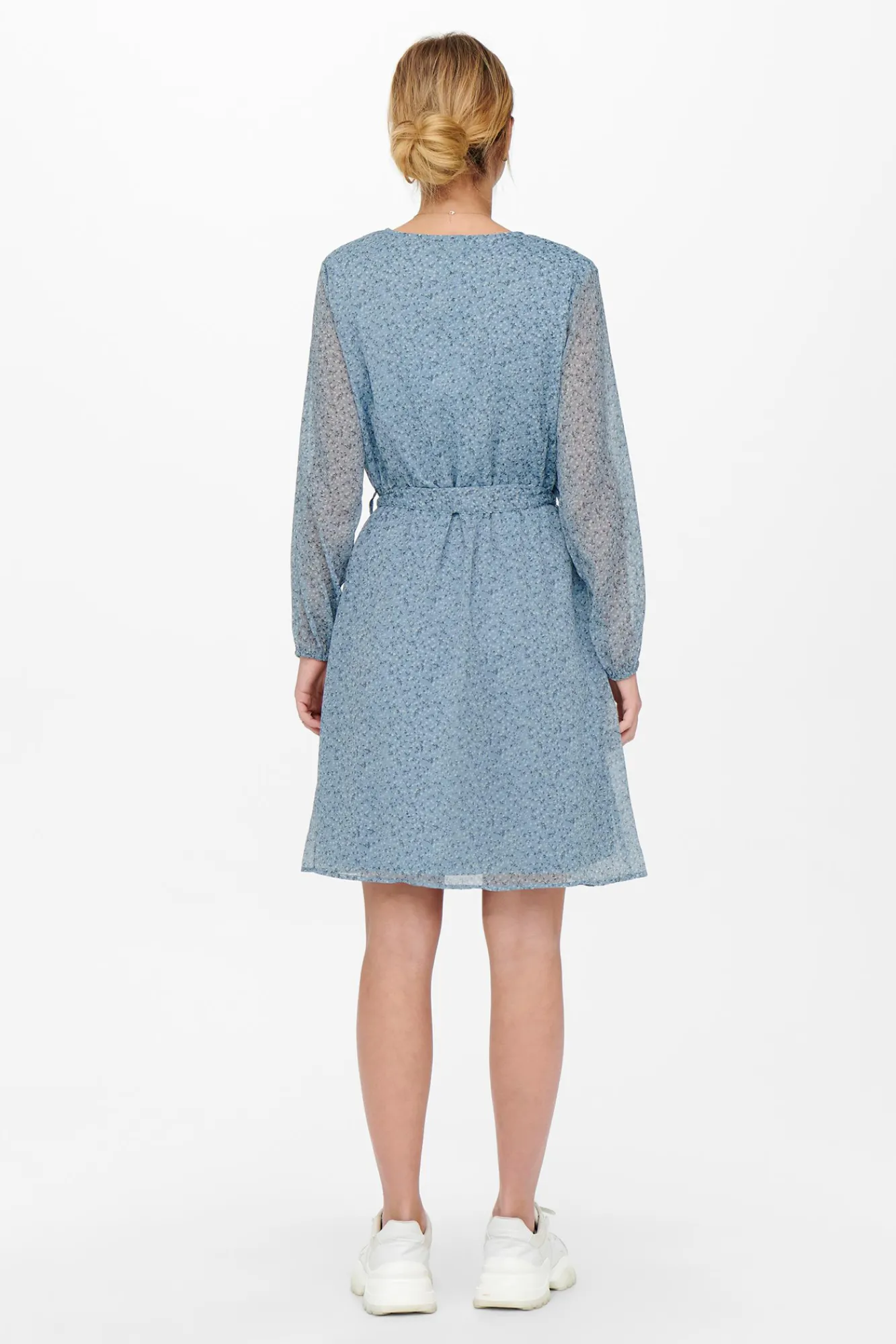 Only Vestido Escote Pico Azul Medio Best