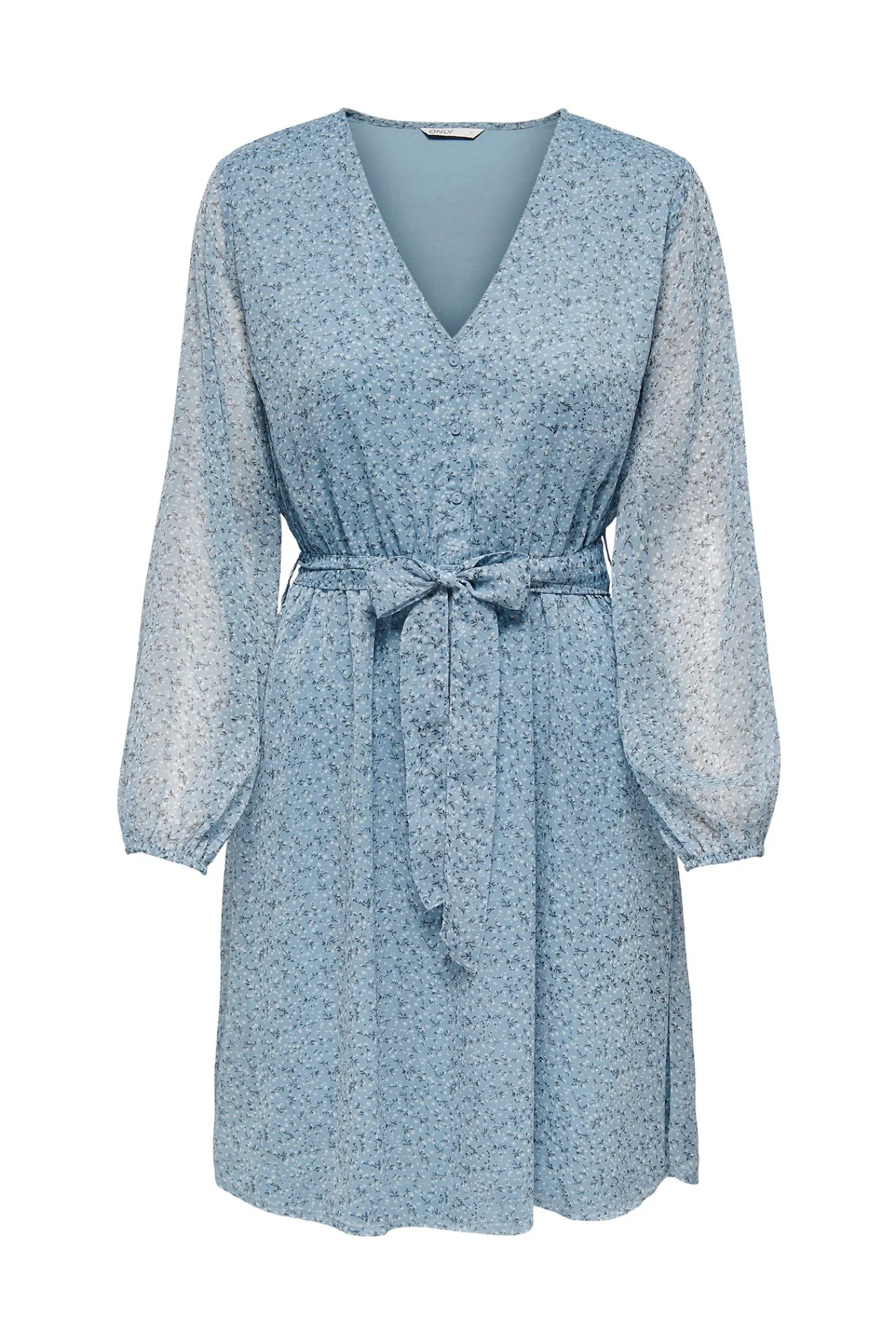 Only Vestido Escote Pico Azul Medio Best
