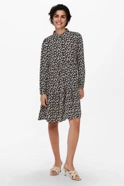 JDY Vestido Estampado Camisero Negro Outlet