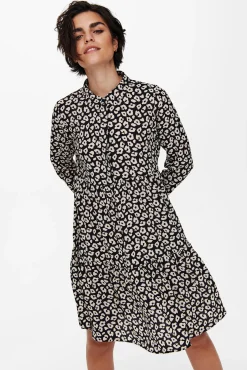JDY Vestido Estampado Camisero Negro Outlet