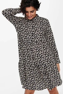 JDY Vestido Estampado Camisero Negro Outlet