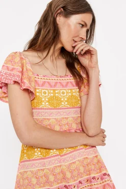 Cortefiel Vestido Estampado Estructura Multicolor New