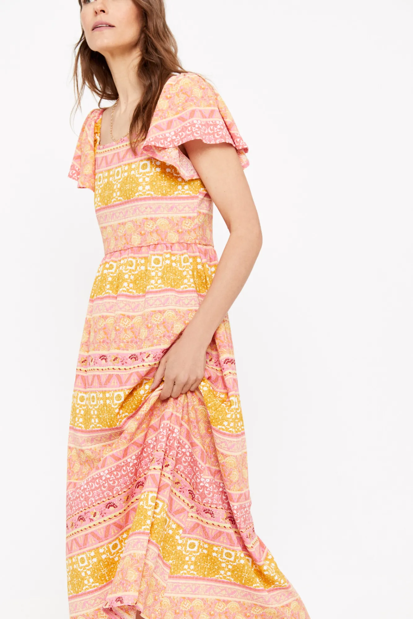 Cortefiel Vestido Estampado Estructura Multicolor New