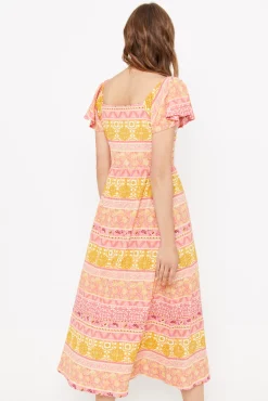 Cortefiel Vestido Estampado Estructura Multicolor New