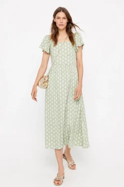 Cortefiel Vestido Estampado Estructura Estampado Blanco Discount
