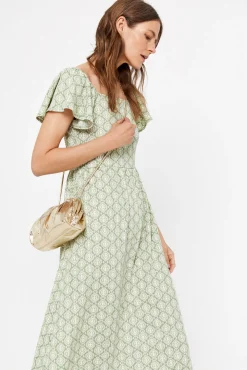 Cortefiel Vestido Estampado Estructura Estampado Blanco Discount