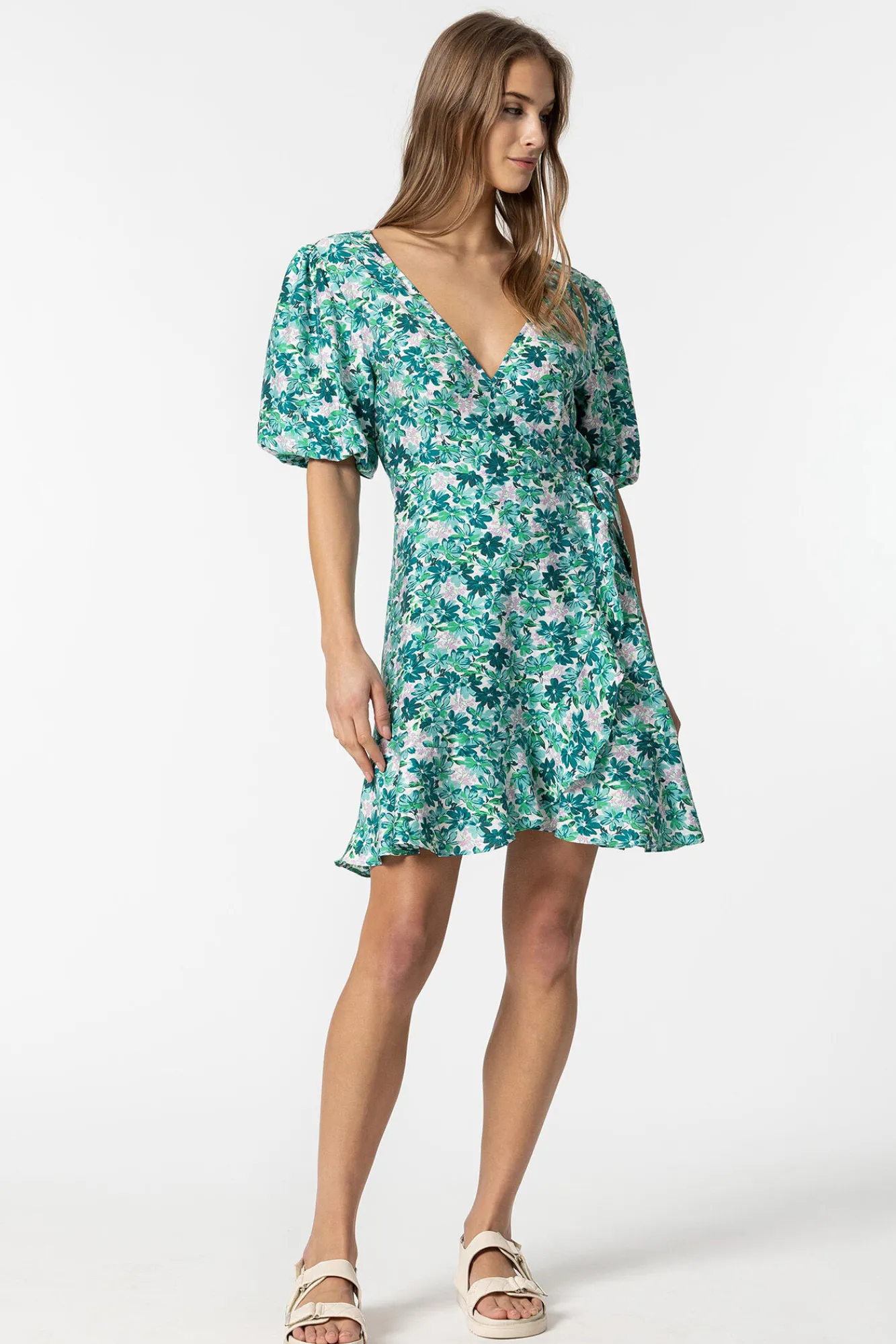 Tiffosi Vestido Estampado Floral Cruzado Verde Discount