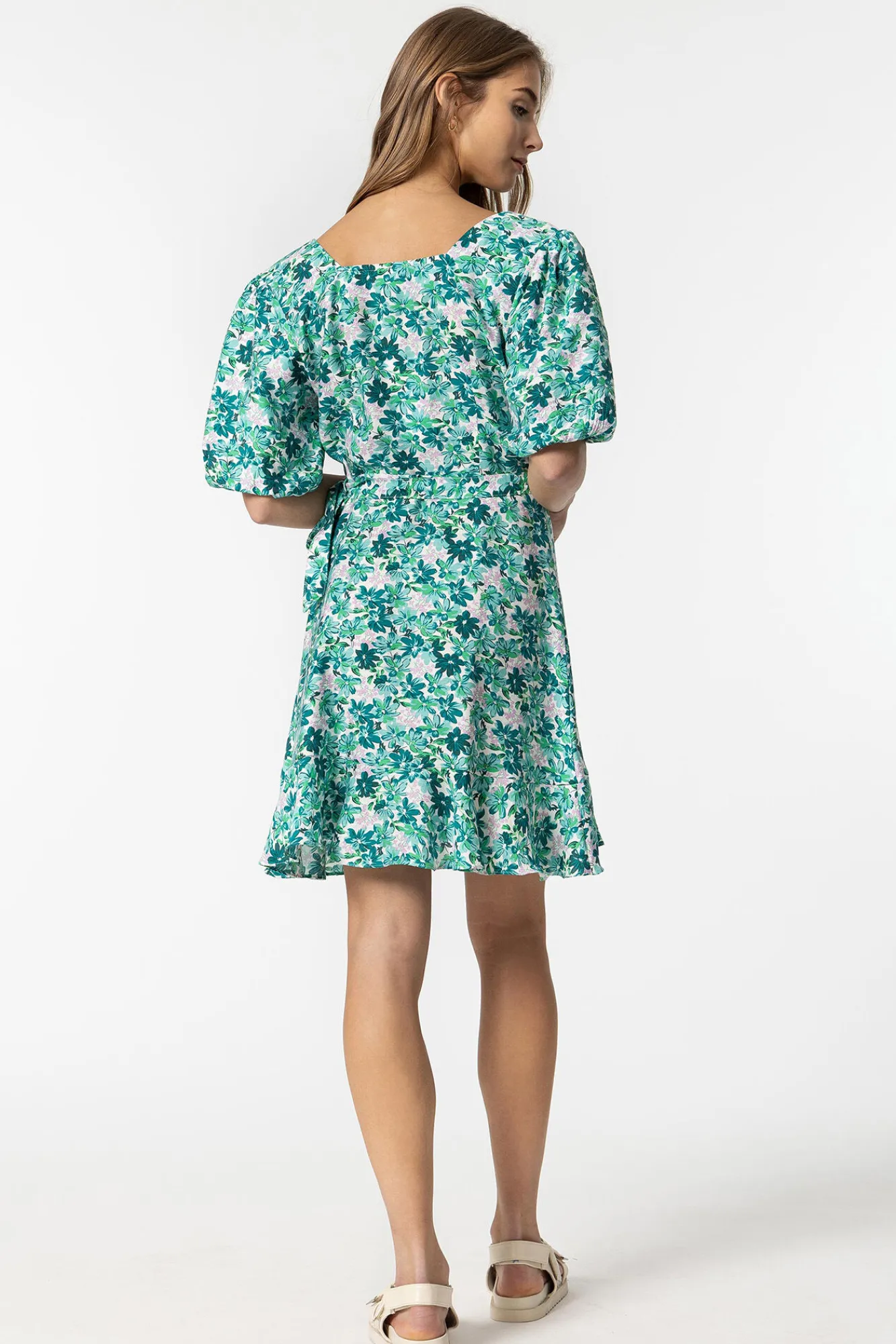Tiffosi Vestido Estampado Floral Cruzado Verde Discount