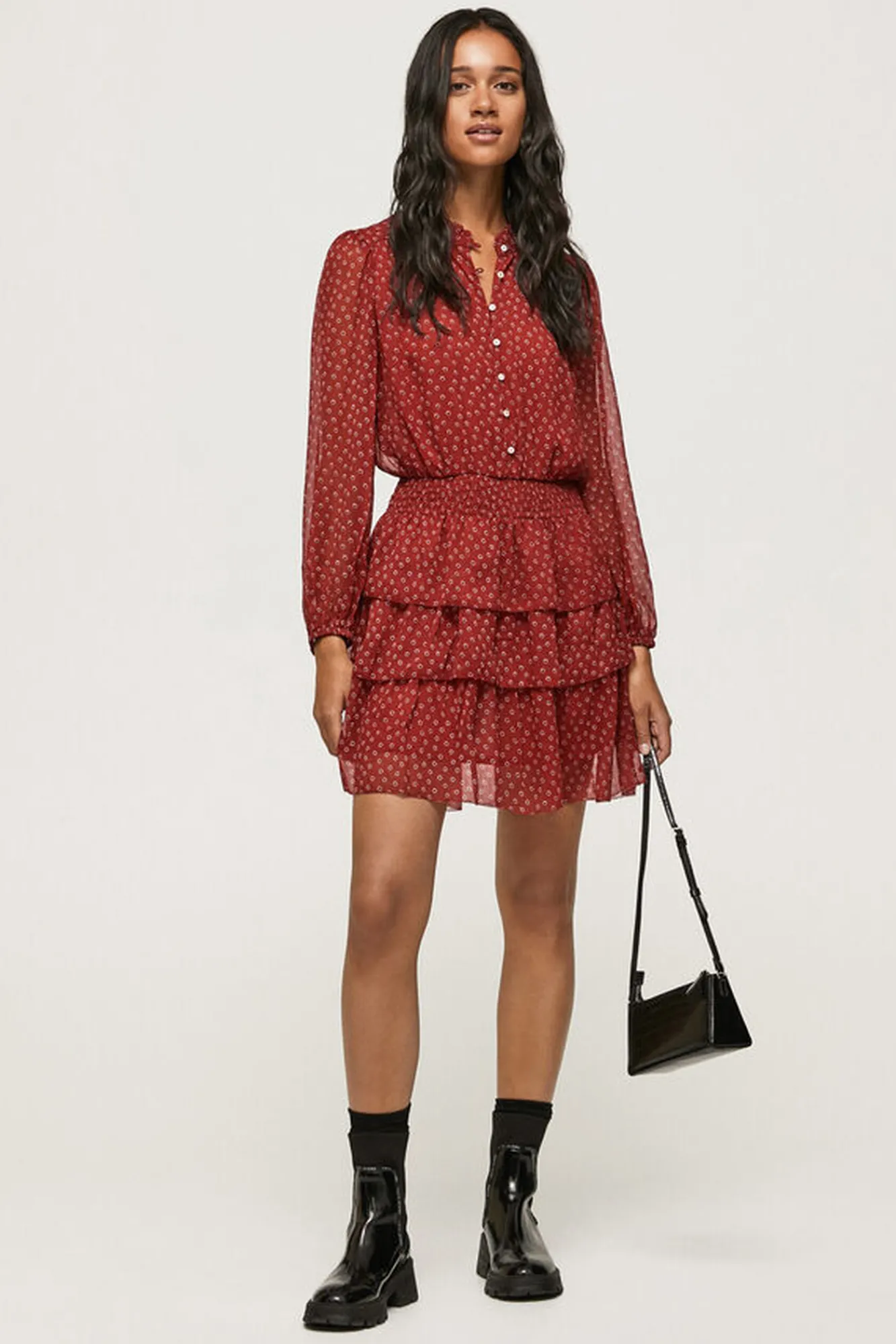 Pepe Jeans Vestido Estampado Floral Delia Granate