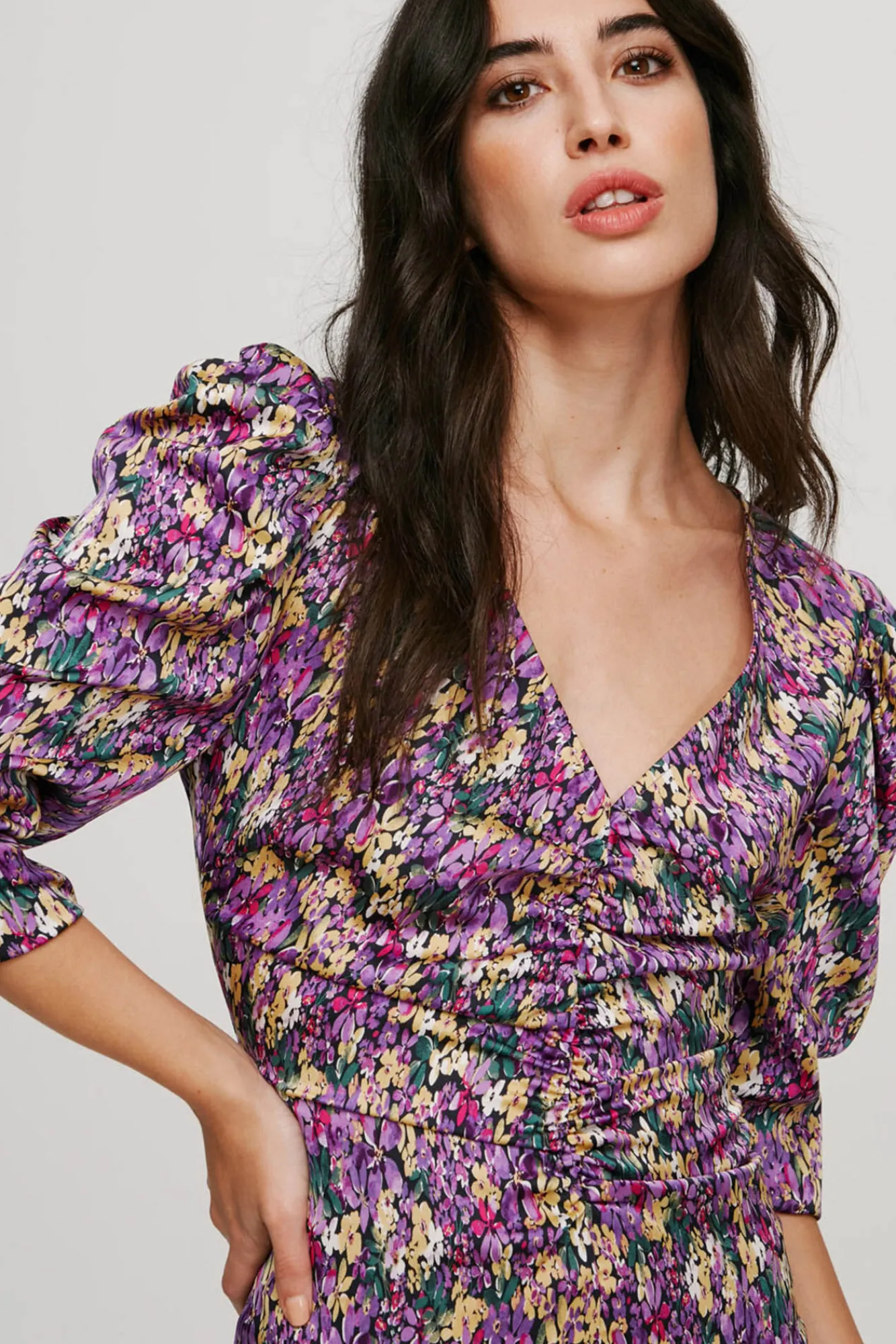 Vila Vestido Estampado Flores Negro Sale