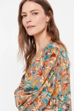 Cortefiel Vestido Estampado Flores Estampado Verde Online