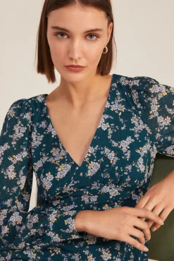 * Vestido Estampado Flores Negro Online