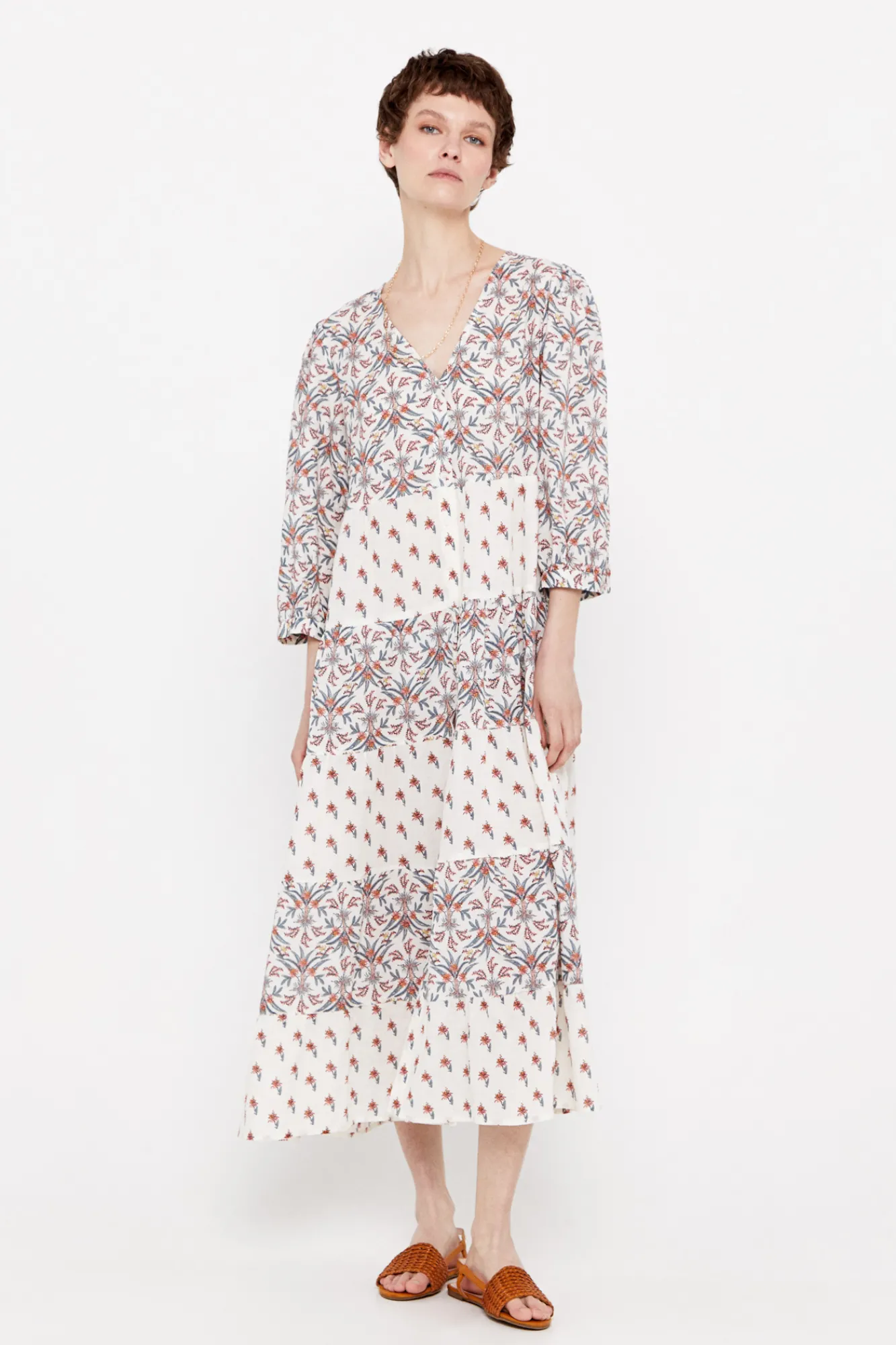 Cortefiel Vestido Estampado Flores Estampado Blanco Best