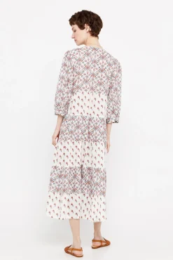 Cortefiel Vestido Estampado Flores Estampado Blanco Best