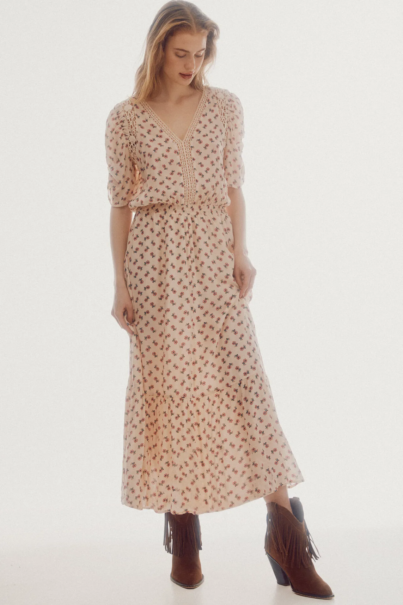 Slowlove Vestido Estampado Largo Estampado Blanco Discount