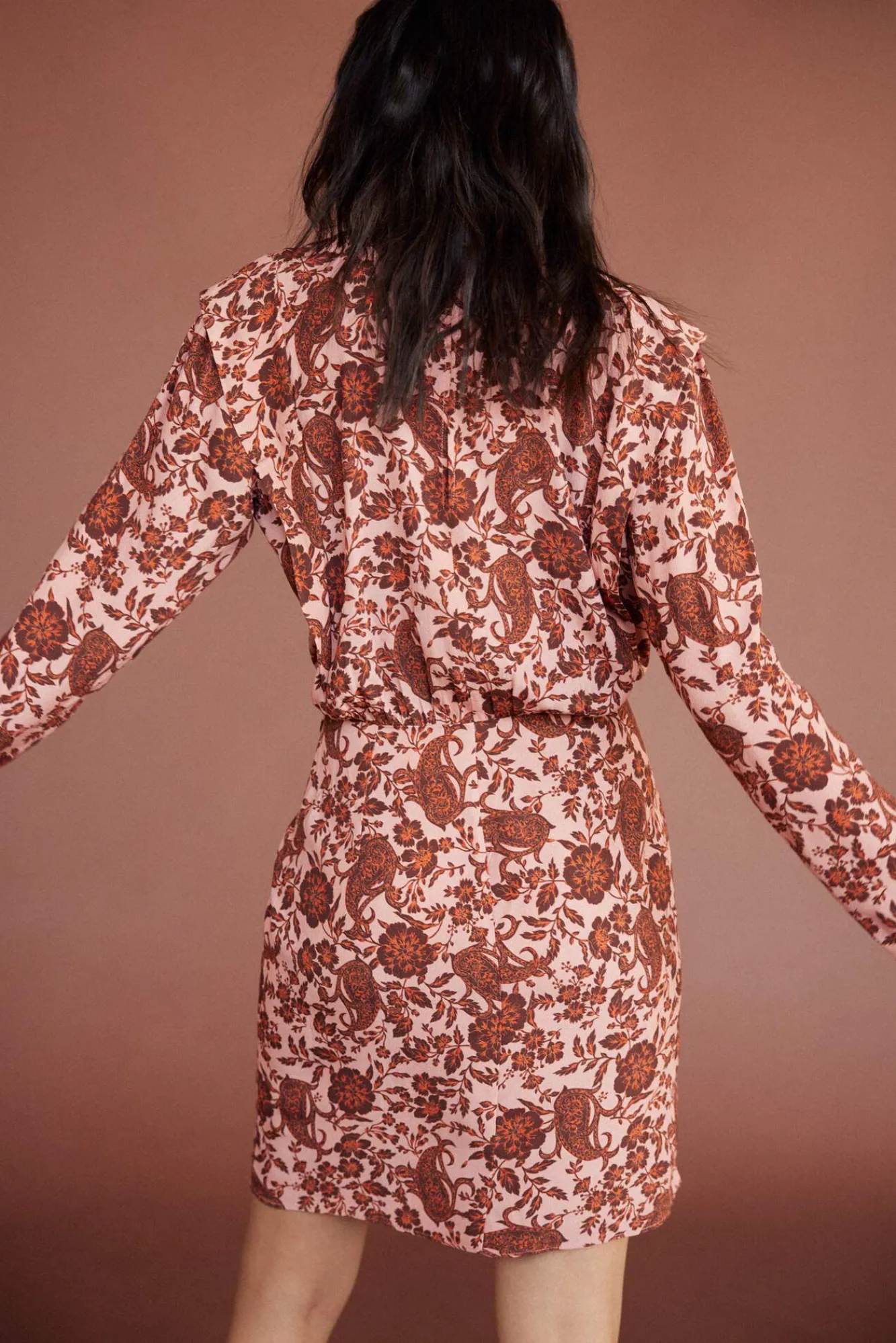 Slowlove Vestido Estampado Manga Larga Estampado Beige Best