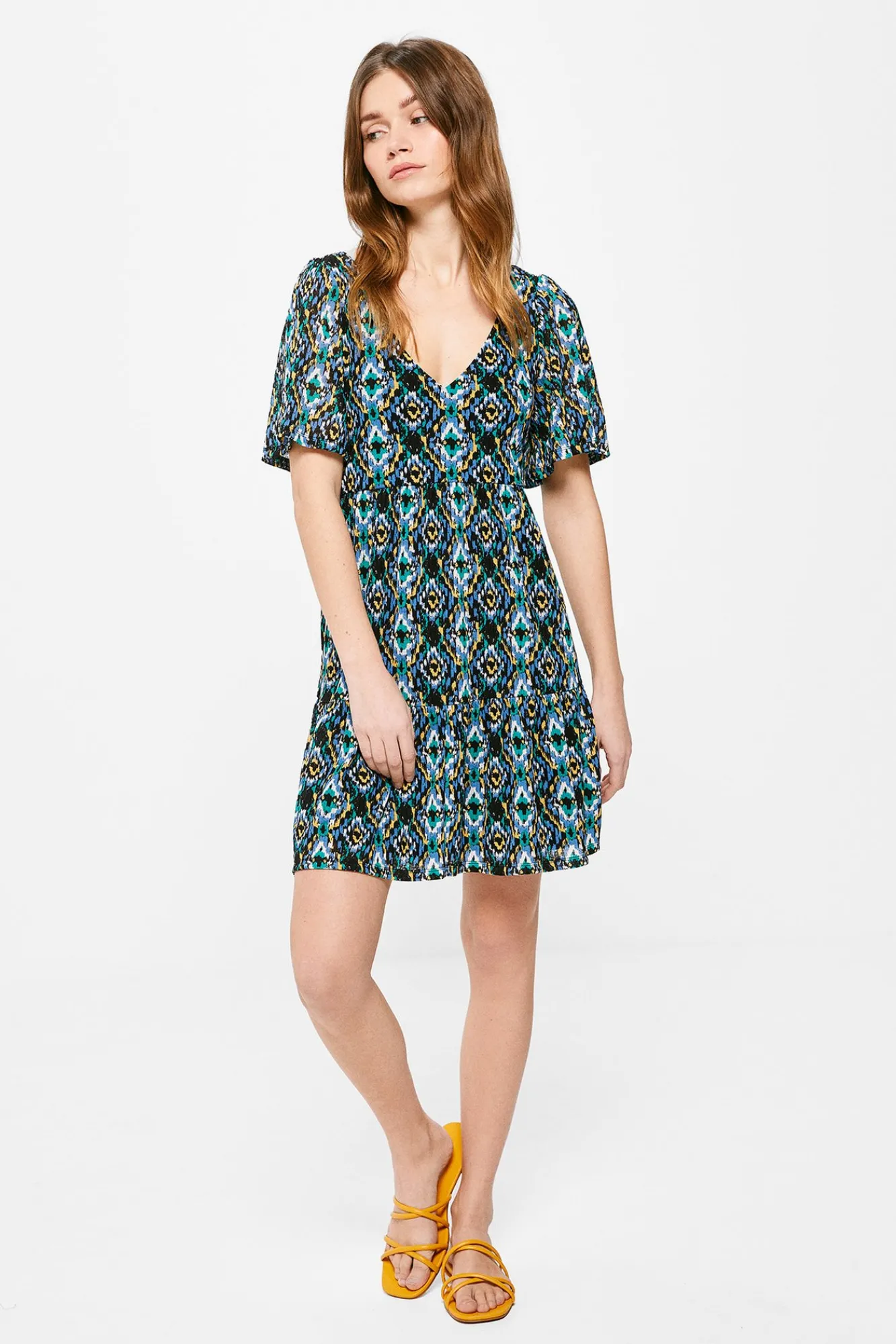 * Vestido Estampado Volumen Estampado Azul Online