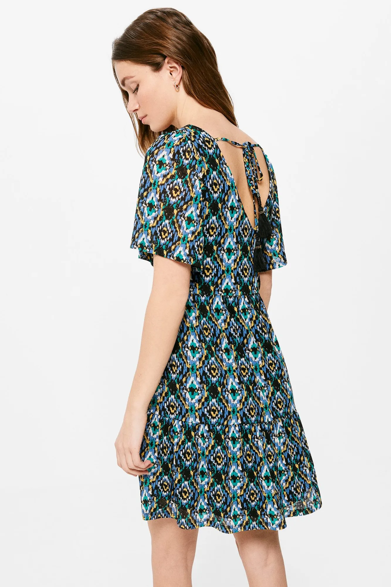 * Vestido Estampado Volumen Estampado Azul Online