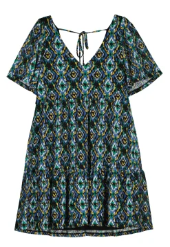 * Vestido Estampado Volumen Estampado Azul Online