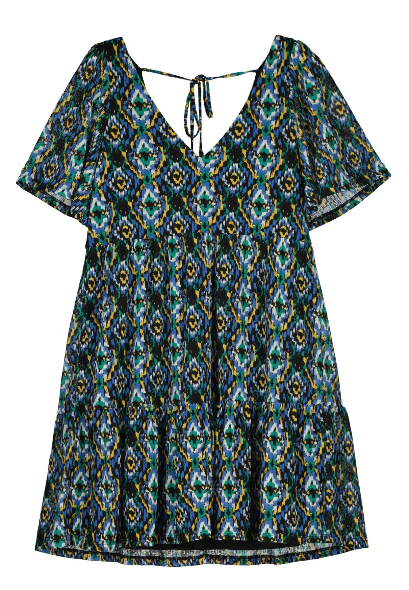 * Vestido Estampado Volumen Estampado Azul Online