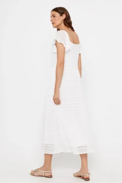 Cortefiel Vestido Estructura Calada Blanco Clearance