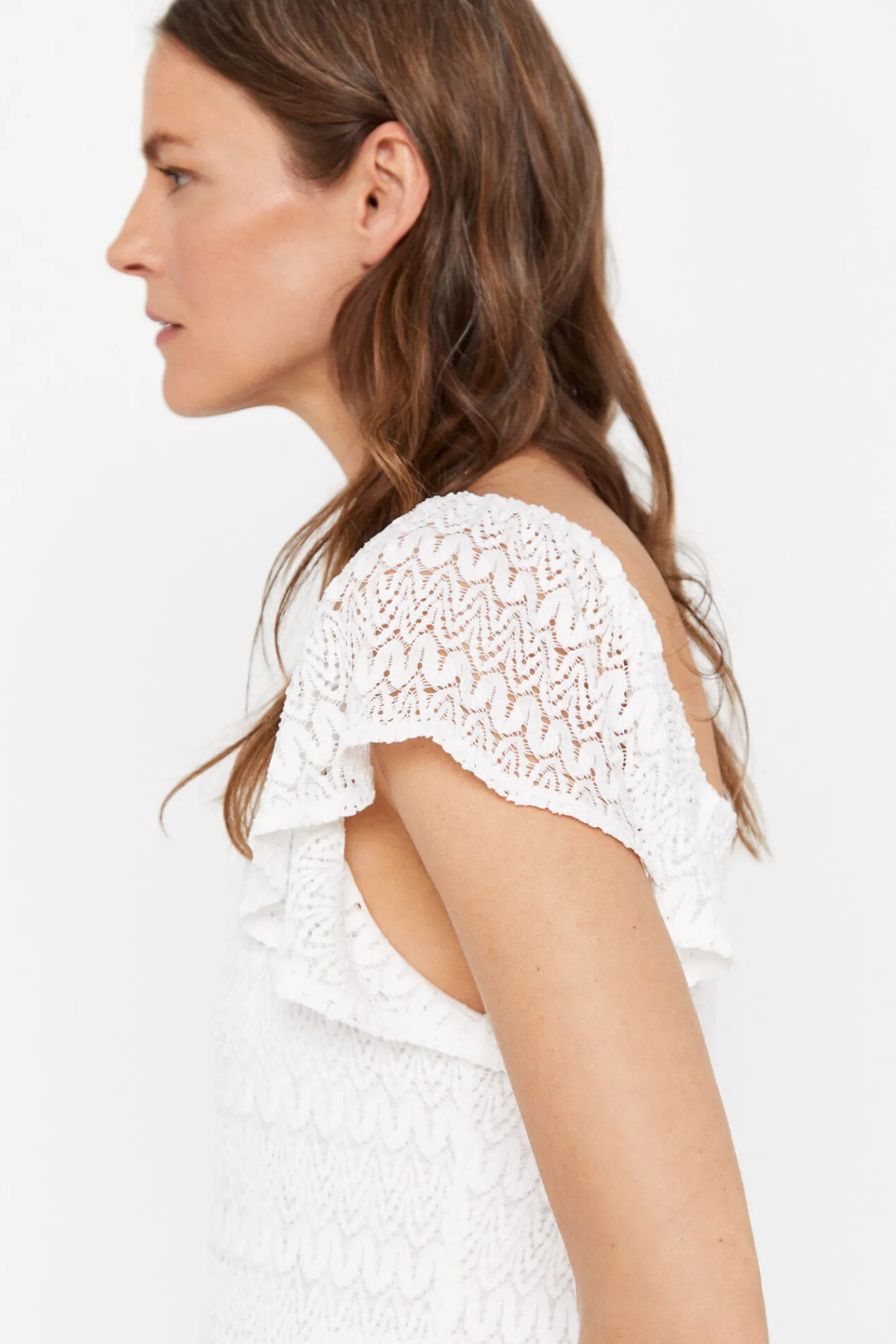 Cortefiel Vestido Estructura Calada Blanco Clearance