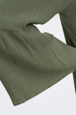 Only Vestido Fluido Media Manga Verde Discount