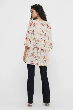 Only Vestido Fluido Media Manga Blanco Discount