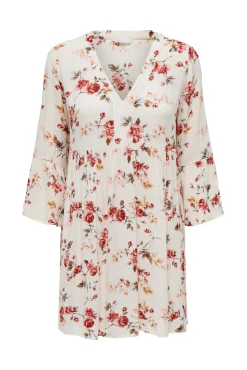 Only Vestido Fluido Media Manga Blanco Discount