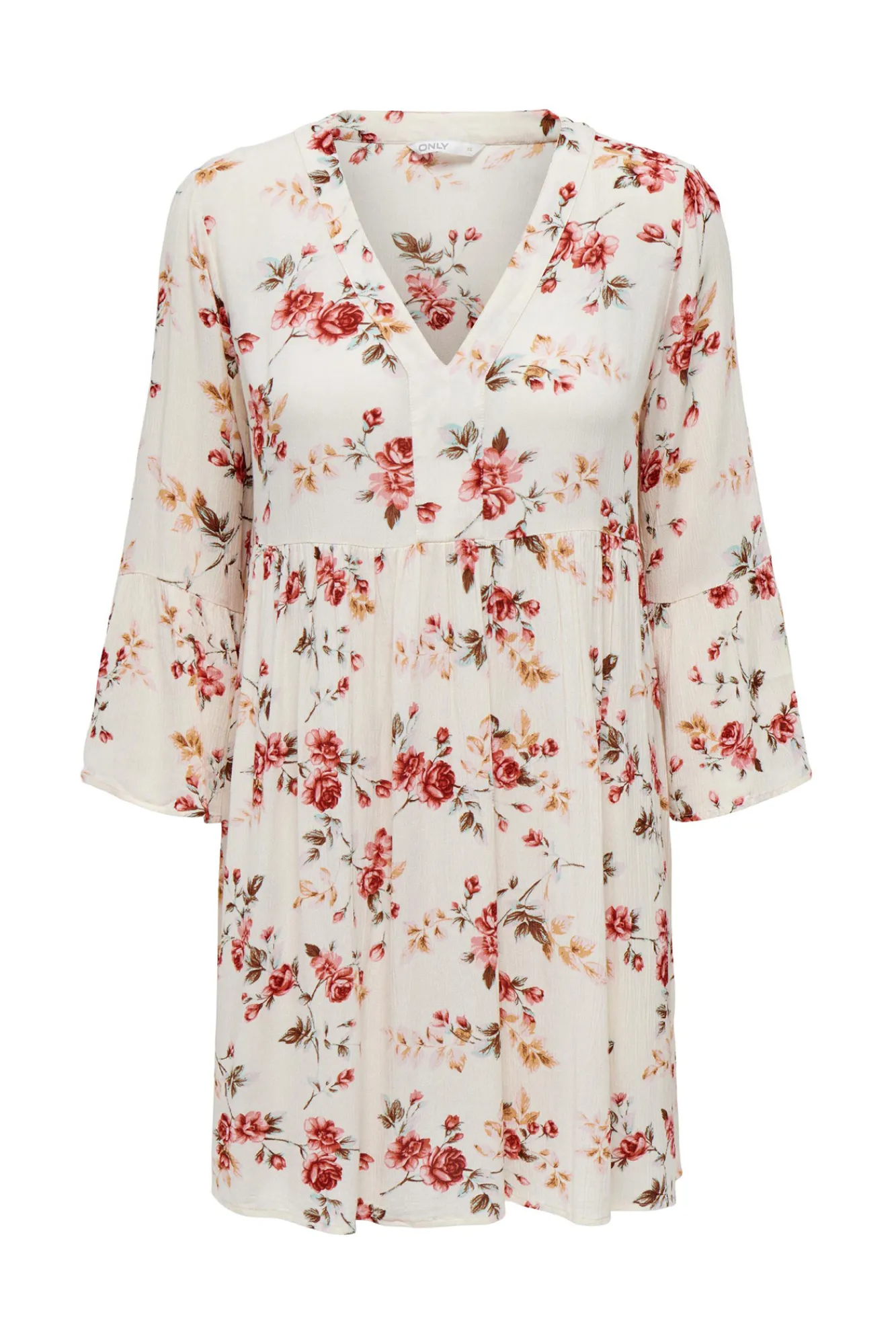 Only Vestido Fluido Media Manga Blanco Discount