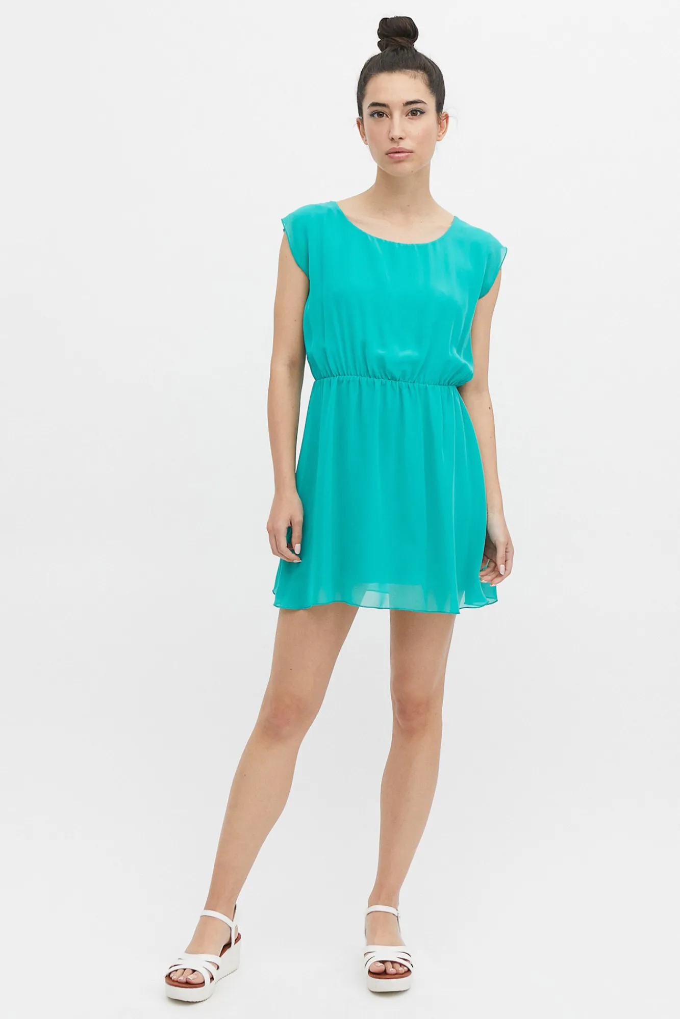 Inside Vestido Goma Cintura Verde Outlet