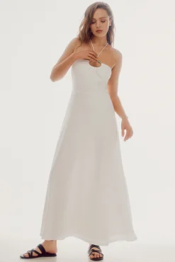 Slowlove Vestido Halter Con Abalorios Blanco Hot